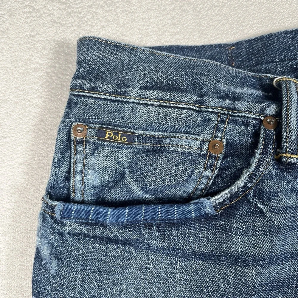 Polo Ralph Lauren Sullivan Slim Jeans Men's 36x32 Button Fly Distressed Patched